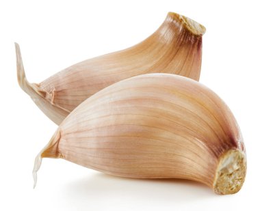 Sarımsak beyaza izole edilmiş