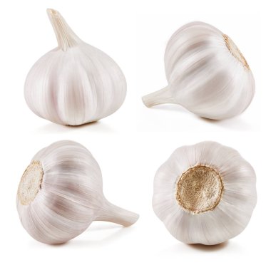 Sarımsak beyaza izole edilmiş