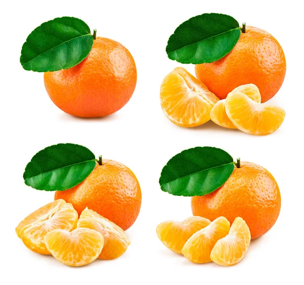 Mandarinky s list Ořezová cesta — Stock fotografie