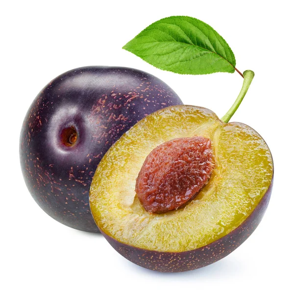 Plum geïsoleerd uitknippad — Stockfoto