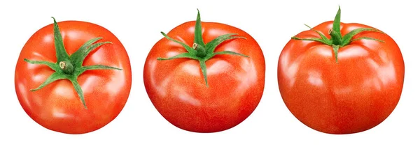 Tomaten Isoliert Auf Dem Weißen Hintergrund Tomaten Schneiden Pfad Sammelset — Stockfoto