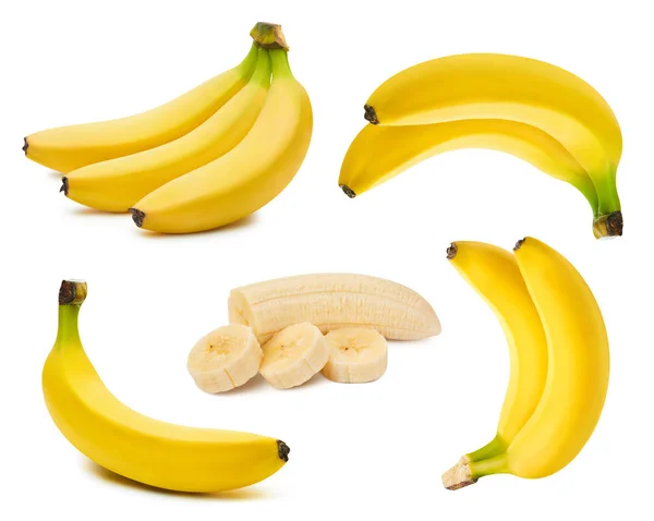 Mucchio Banane Isolate Sfondo Bianco Collezione Banane Clipping Path — Foto Stock