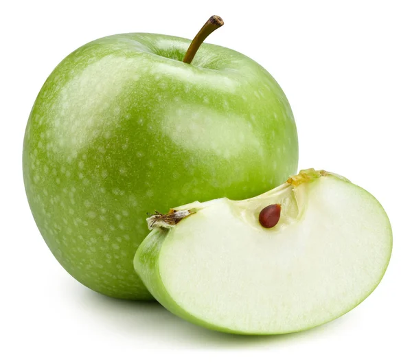 在白色的树上分离的绿色苹果 — 图库照片
