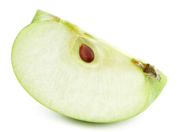 Зелений шматочок яблук ізольовано на білому — стокове фото