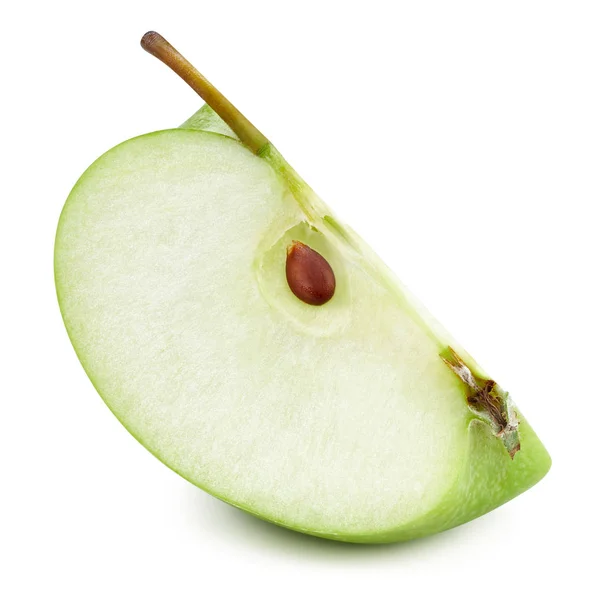 Πράσινη φέτα μήλων απομονωμένη σε λευκό — Φωτογραφία Αρχείου