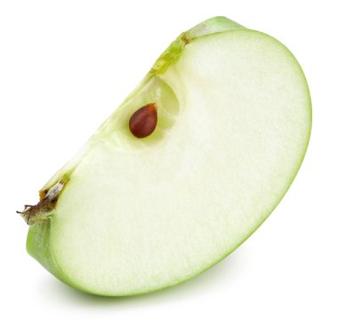 Beyaz üzerinde izole yeşil elma dilim