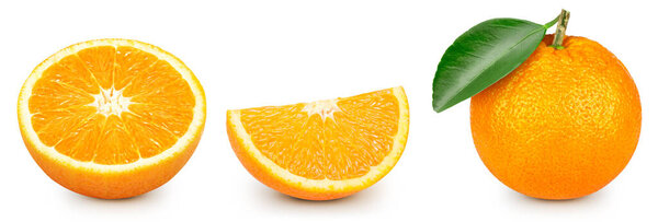 Orange with leaf collection clipping path