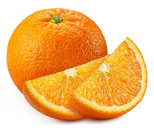 Orangefarbener Schneideweg Frische Orange Isoliert Auf Weißem Hintergrund Orangenmakro — Stockfoto