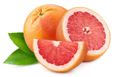 Greyfurt yığını. Greyfurt dolu makro beyaz izole edilmiş meyveler sağlıklı besin maddeleri vurur. Greyfurt kırpma yolu