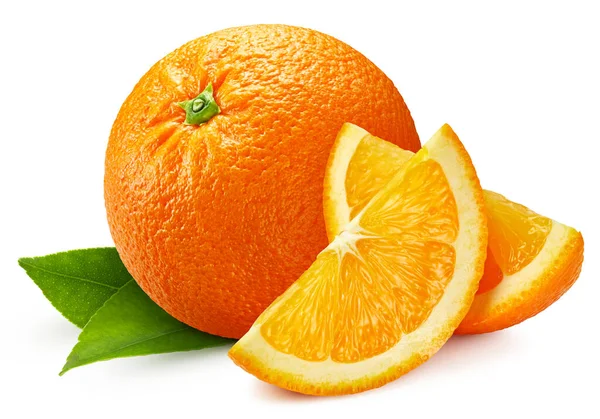 Oranje Volledige Macro Schieten Fruit Gezonde Voedselingrediënt Wit Geïsoleerd Stapel — Stockfoto