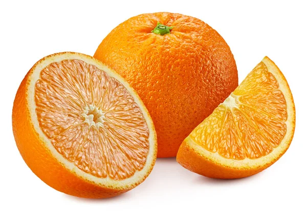 组成橙色 橙子全长 果实健康 食物配料白色分离 采摘路径橙色 — 图库照片