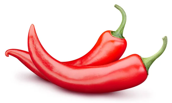 Rode Hete Chili Peper Geïsoleerd Witte Achtergrond Met Clipping Pad — Stockfoto