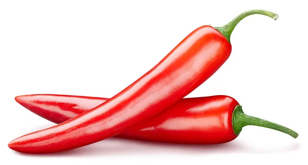 Peperoncini Percorso Ritaglio Maturare Tutto Peperoncino Vegetale Isolato Fondo Bianco — Foto Stock