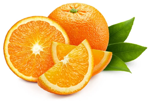 Naranja entera y mitad y rebanadas — Foto de Stock