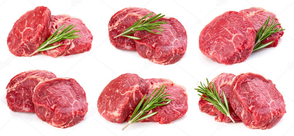 Raw beef meat isolated on white background