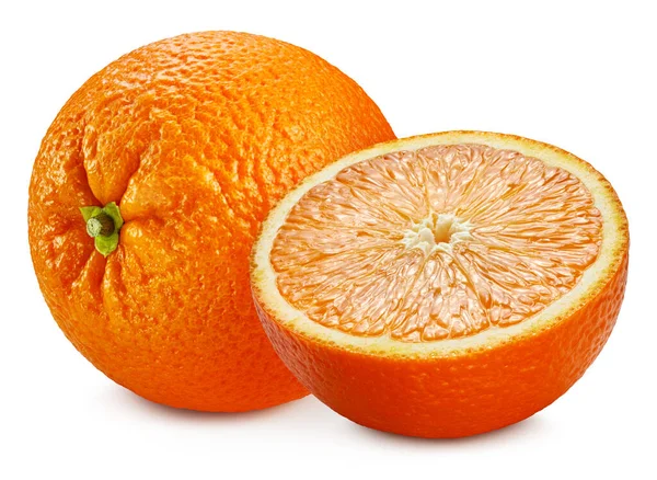 Pomarańcza z połową na białym tle — Zdjęcie stockowe