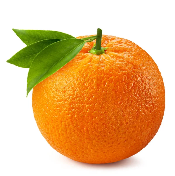 Une Orange Mûre Avec Chemin Vert Coupure Feuille Fruit Orange — Photo