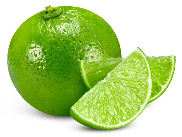 Lime pieno macro sparare bacca ingrediente alimentare sano su bianco isolato — Foto Stock