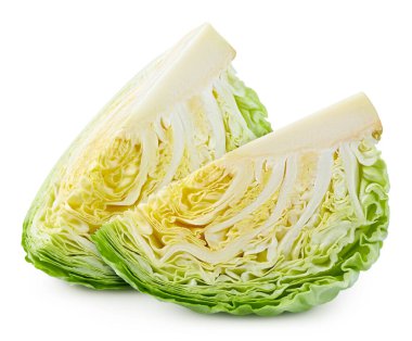 Lahana dilimleme yolu. Beyaz arka planda izole edilmiş lahana. Lahana stüdyosu makro çekimi