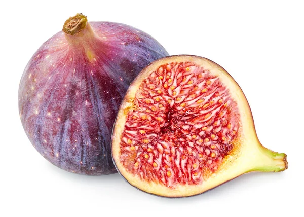 İncir kırpma yolu. Taze incir beyazda izole edilmiş. İncir dolu makro