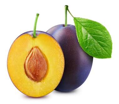 Erik kırpma yolu. Erikli makro beyaz izole edilmiş gıda malzemesi. Plum yolu kırpılıyor