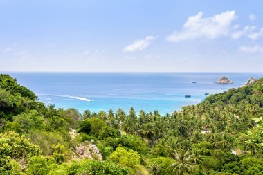 Beautiful nature landscape blue sea at Aow leuk bay under the summer sky from high scenic view point on Koh Tao island is a famous tourist attraction in the Gulf of Thailand, Surat Thani, Thailand clipart