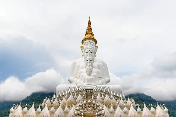 Statue Bouddha Grand Corps Blanc Cinq Sur Montagne Entourée Par — Photo