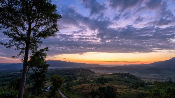 Beautiful Nature Landscape Colorful Sky Mountains Sunrise Khao Takhian Ngo — Stock Photo, Image