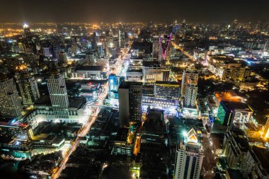 Bangkok, Tayland Yüksek görüş gece sahnesi