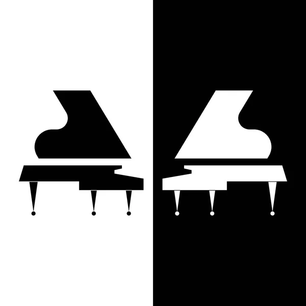Ilustração Vetorial Plana Dois Instrumentos Musicais Silhuetas Piano Grand Branco —  Vetores de Stock