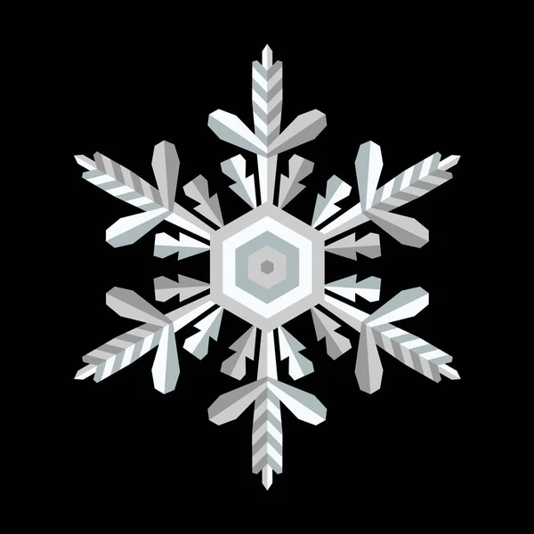 Φυσικό Κρύσταλλο Νιφάδα Χιονιού Απομονωμένα Φόντο Που Κάνει Αντίθεση Επίπεδη — Διανυσματικό Αρχείο