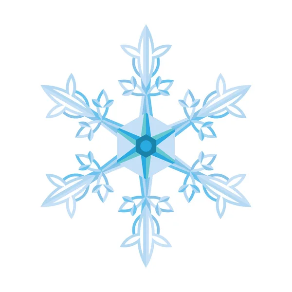 一个巨大的水晶蓝色雪花 在白色背景上被隔离 用作冬季或圣诞假期设计 矢量圣诞和新年风格 — 图库矢量图片