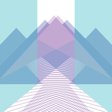 Doğrusal geometrik kompozisyon. Soyut dağlar ve yollar. Metafor hedef yolunu seçme. Vektör düz çizim. Kataloglar, bilgi, seyahat, alışveriş, Web sitesi, app için trendy kavramı.