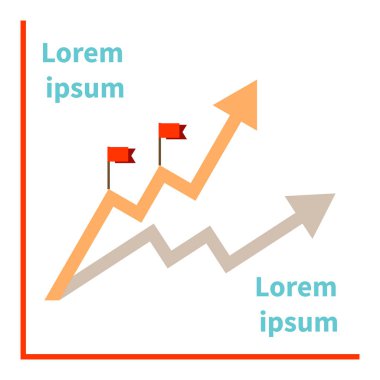 İki yükselen eğilim çizgileri. Vektör büyüme eğilimleri düz Illustration. Başarı için iş ve finans moda kavramı. Sunumlar, Infographic, katalog, bankalar, arka plan için doğrusal stili işaret.
