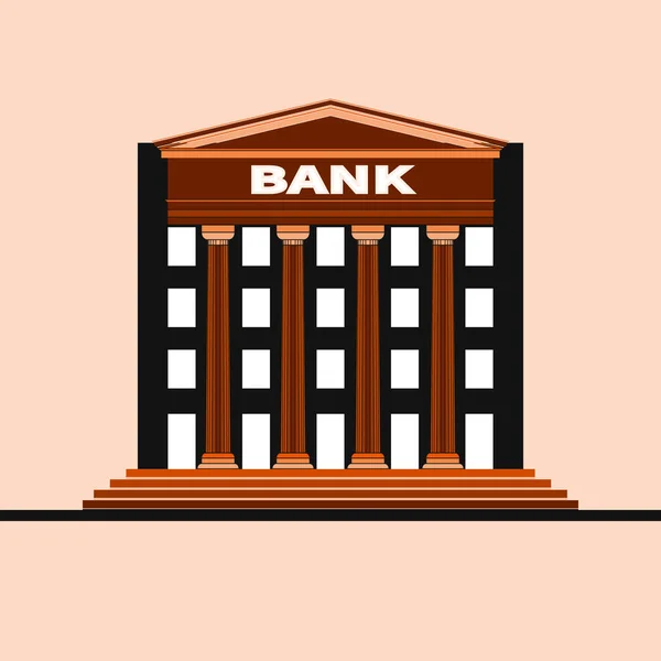 Façade d'un bâtiment bancaire avec pignon et colonnes — Image vectorielle