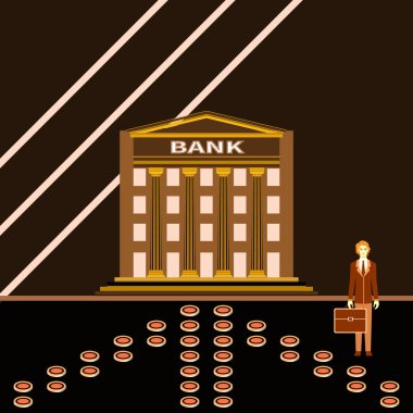 Bir banka binasına yakın başarılı genç işadamı
