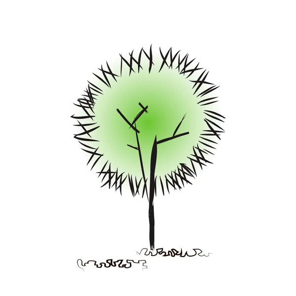 Árbol de bocetos abstracto para el diseño de fondo natural — Vector de stock