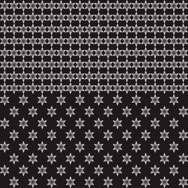 Yıldızlarla siyah ve beyaz dikişsiz kenarlık deseni