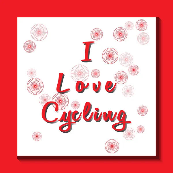 Rode opschrift-Ik hou van fietsen op witte backing — Stockvector