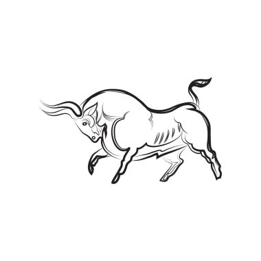 Gururlu bir poz el çizim genç güçlü boğa