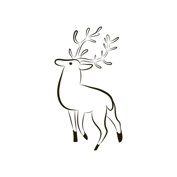 Vektorová silueta jelena na bílém pozadí — Stockový vektor