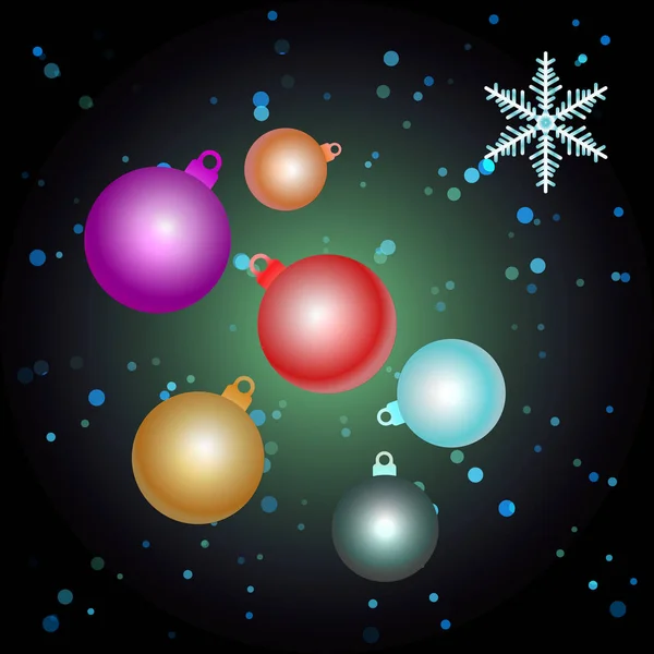 Xmas fényes háttér és csillogó hópehely labdák — Stock Vector