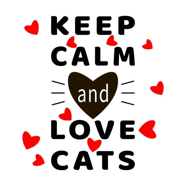 Tetap Tenang Dan Cats Cinta Cat Quotes Tipografi Huruf Feline Stok Vektor Bebas Royalti