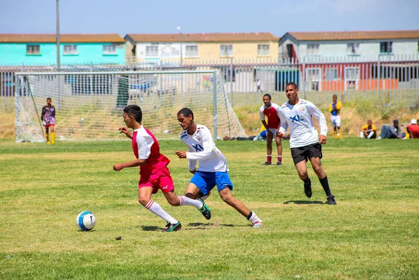 Ciudad Del Cabo Sudáfrica Diciembre 2011 Diversos Niños Jugando Fútbol — Foto de Stock