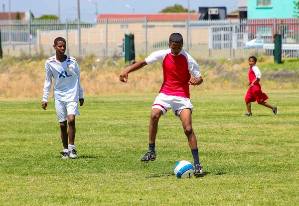 Cape Town Güney Afrika Aralık 2011 Çeşitli Çocuk Okulda Futbol — Stok fotoğraf