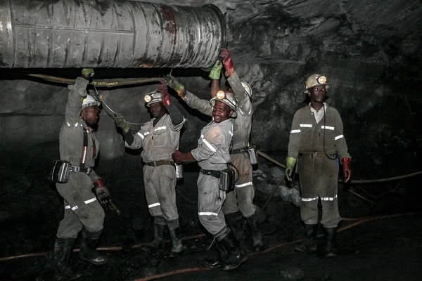 Rustenburg Afrique Sud Octobre 2008 Des Mineurs Platine Souterrains Installent — Photo