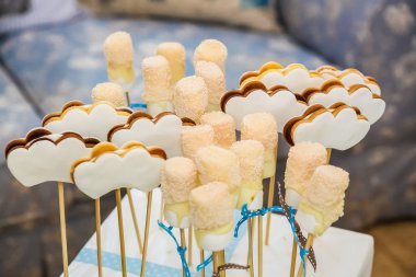 Çikolata ve karamel ile Hindistan cevizi pul lolipop gala yemeği ziyafet Event'de catering için