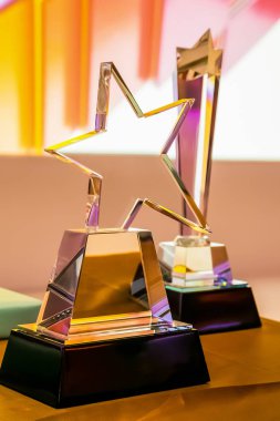 Yıldız şekilli cam kupa kurumsal gala yemeği kazanan için ödüller ziyafet olay