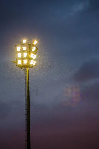 Világos Sport Stadion Fények Egy Zavaros Este Johannesburg Dél Afrika — Stock Fotó