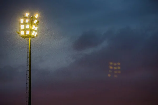 Яскраві Спортивний Стадіон Світилами Хмарно Ввечері Йоганнесбурзі Південна Африка — стокове фото